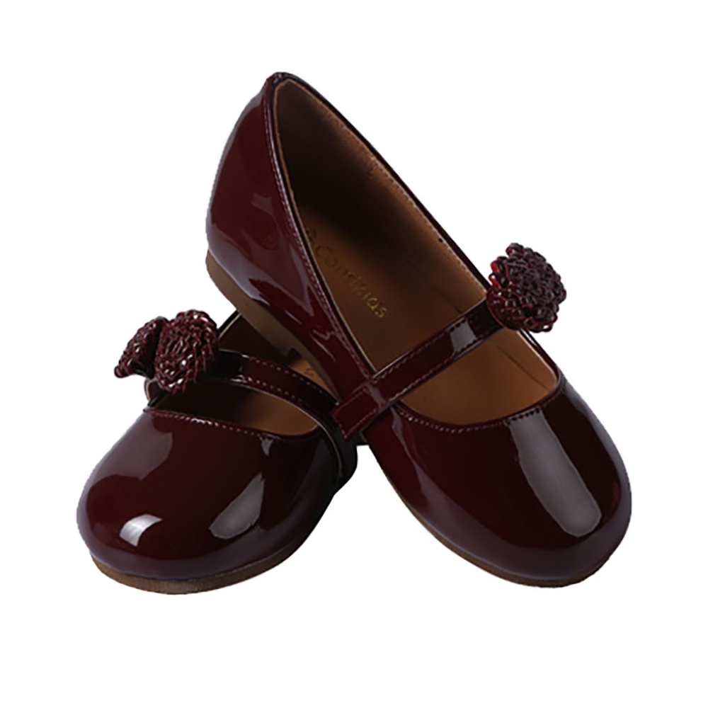Girls Classic Mary Jane Ballerina Wine Flat